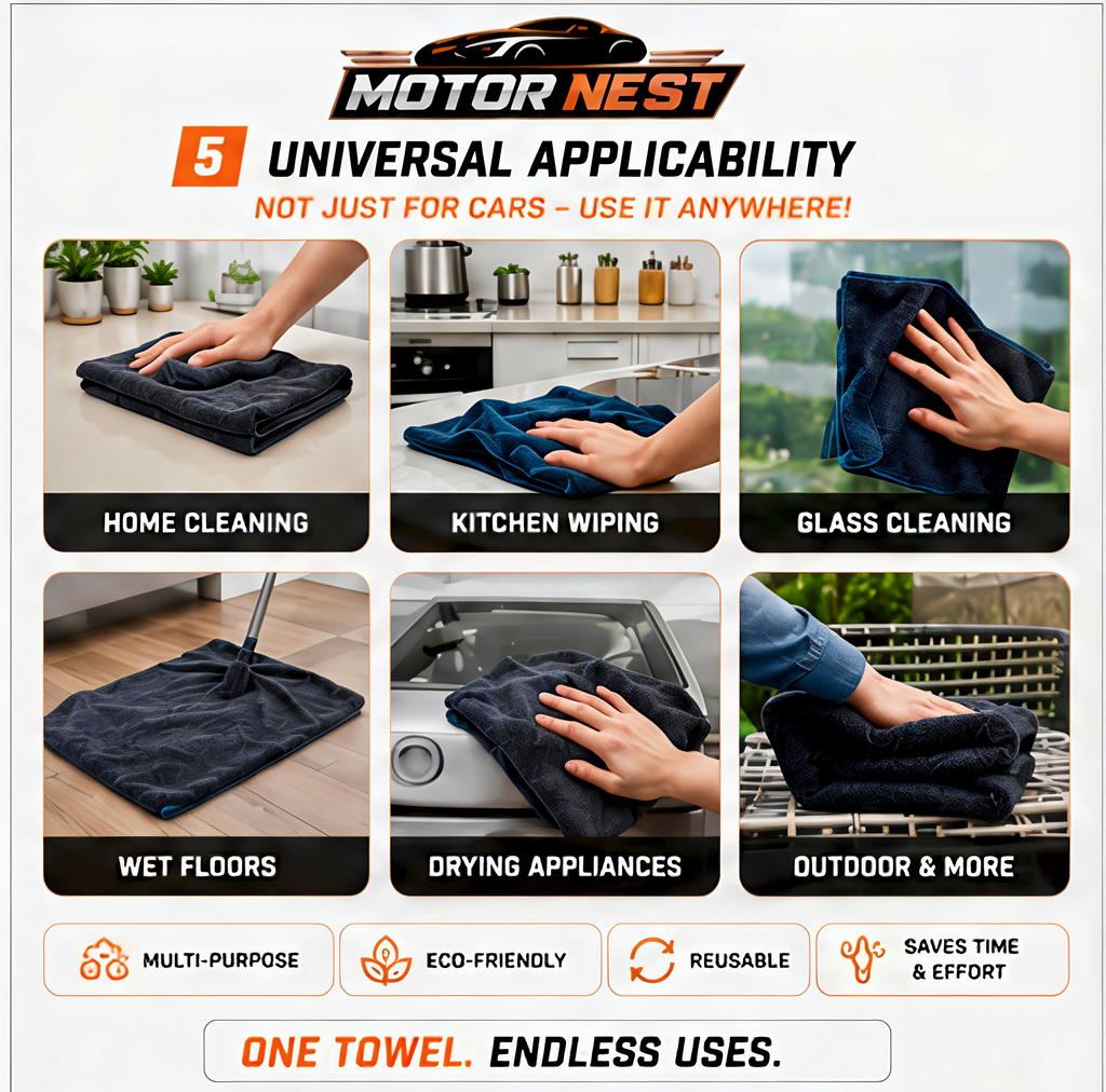 MotorNest 1200 GSM Premium Microfiber Car Drying Towel (40×60 cm) + Free 350 GSM Microfiber Cloth