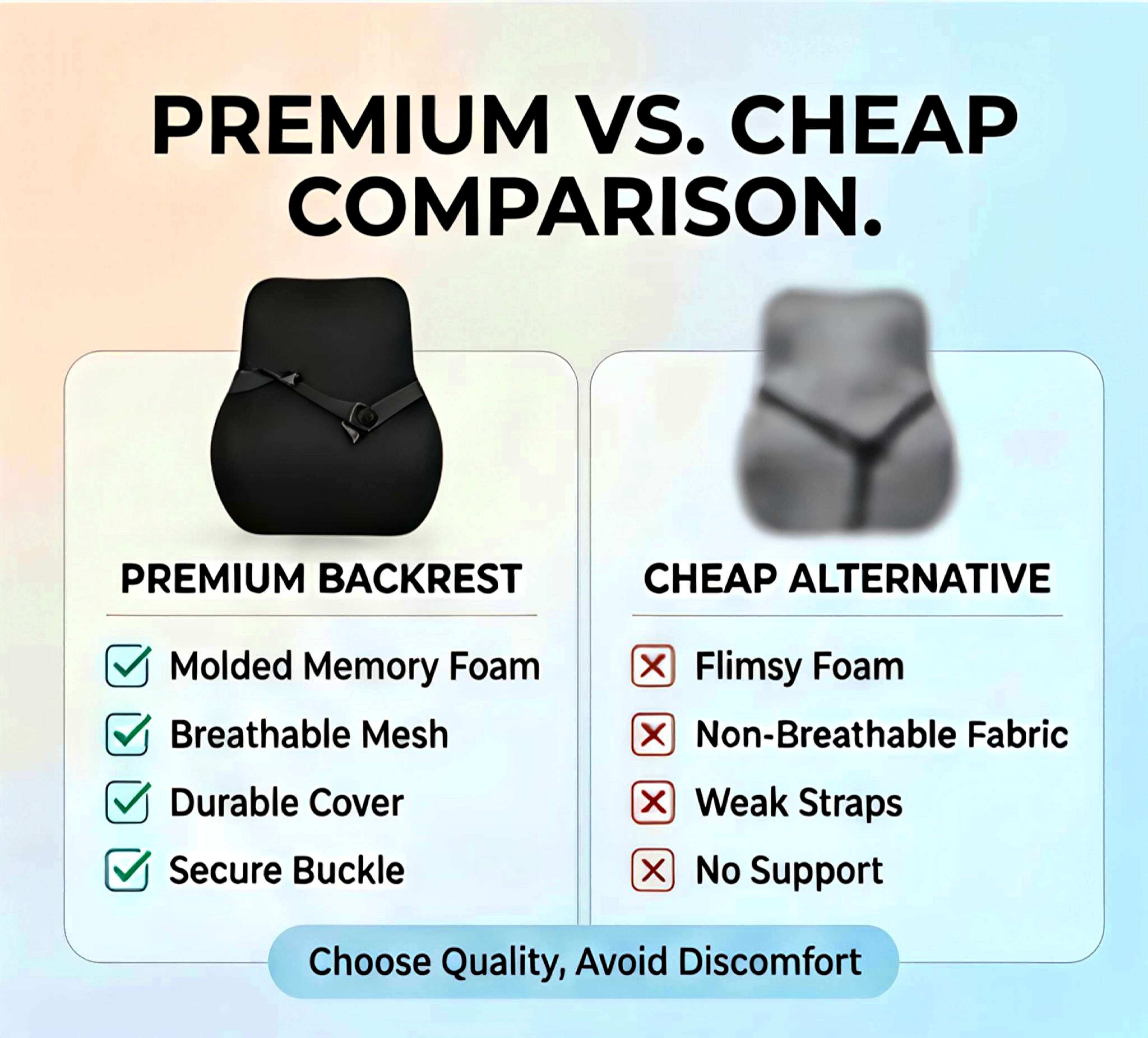 MotorNest Premium Memory Foam Backrest Cushion for Car & Office Chair | Ergonomic Lumbar Support | Breathable Mesh Cover | Adjustable Straps | Washable Cover