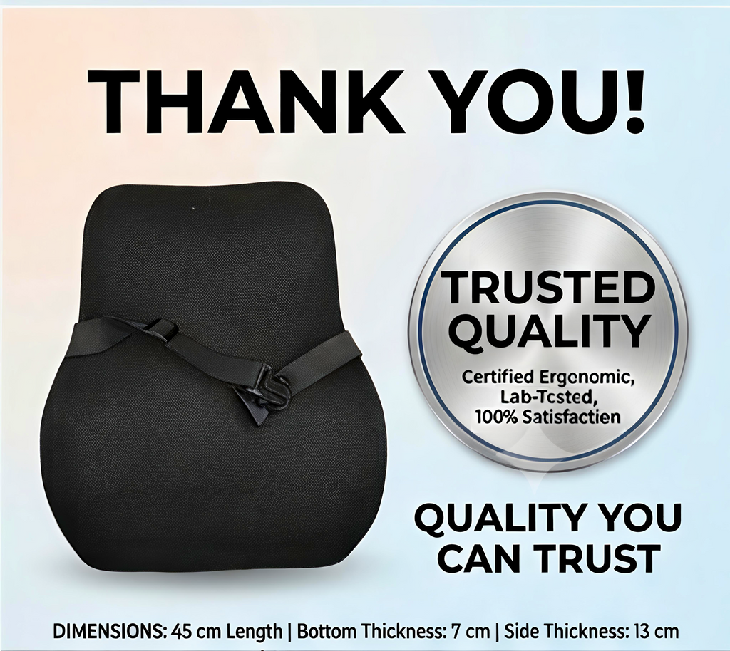 MotorNest Premium Memory Foam Backrest Cushion for Car & Office Chair | Ergonomic Lumbar Support | Breathable Mesh Cover | Adjustable Straps | Washable Cover