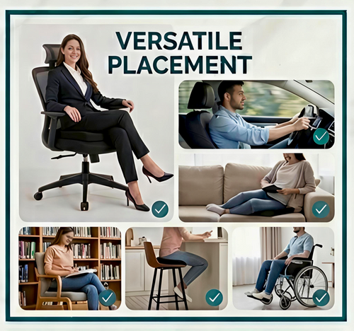 MotorNest Ergonomic Memory Foam Hip Support Cushion for Car, Office & Home