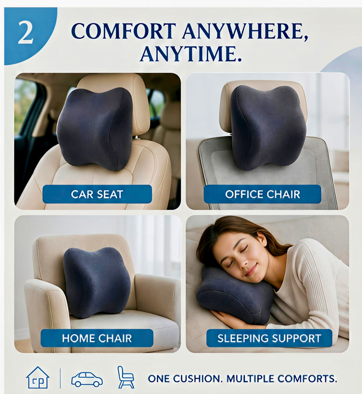 MotorNest Premium Memory Foam Neck Cushion for Car & Travel