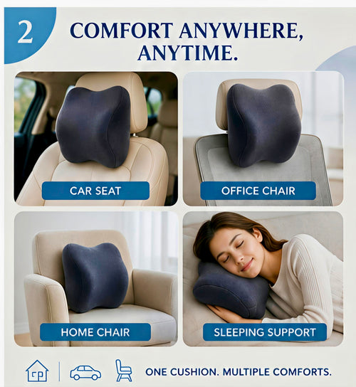 MotorNest Premium Memory Foam Neck Cushion for Car & Travel